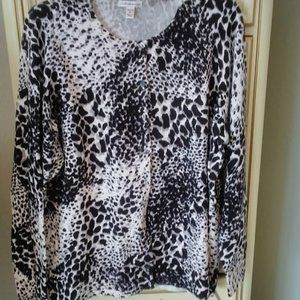 Croft & Barrow Animal Cheetah Print Black/White Long Sleeve Cardigan Sweater